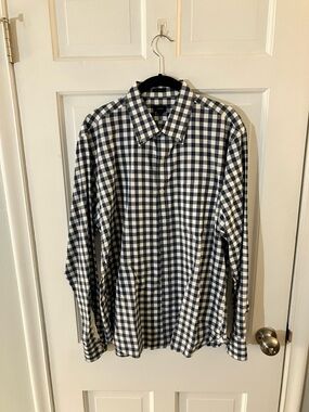 J. Crew Slim Fit Navy and White Check Button-Down Shirt
